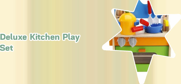 Wooden play kitchen set